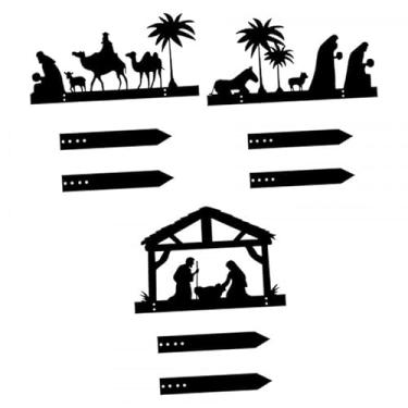 Imagem de IEUDNS Placa de jardim com silhueta de presépio, decoração de jardim de Natal, placa de para, Style a B C