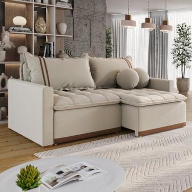 Imagem de Sofá Cama Retrátil em Madeira Eucalipto e Bouclê 200cm Flórida - Conce