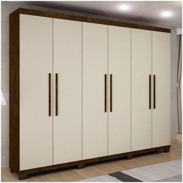 Imagem de Roupeiro 6 Portas 4 Gavetas Master Avelã Ipê Off White