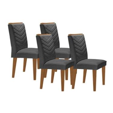 Imagem de Kit 4 Cadeiras De Cozinha Londrina 4 Un Capuccino Linho Grafite Rufato