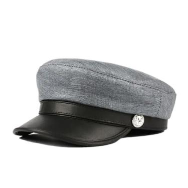 Imagem de Chapéus masculinos femininos estampados casuais masculinos juvenis azul marinho Chapeu unissex couro genuíno camurça chapéus, Estilo 5, L 54-56 cm