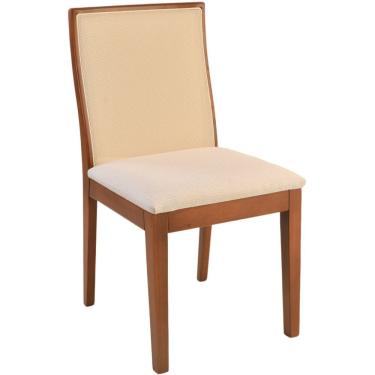 Imagem de Cadeira Jantar Arizona Madeira Maciça Castanho Encosto Tela Sling Bege Assento Linho Cru