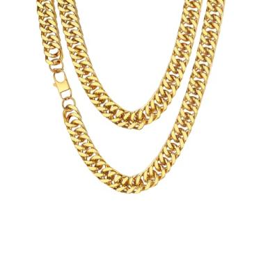 Imagem de ChainsHouse Corrente masculina e feminina, corrente de elos francos, aço inoxidável/banhado a ouro 18K, banhado a ouro 18 K, 3 mm/4,5 mm/5 mm/6 mm/7 mm/10 mm/13 mm de largura, enviar
