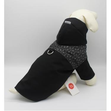 Imagem de Sugar Coat Casaco quente para animais de estimação para inverno frio roupas para cães e gatos parca de neve acolchoada com anel de coleira - Julian (preto, M)