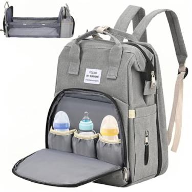 Imagem de Mochila, Cama Dobrável Portátil, Saco de Fraldas, Mochila de Fraldas, Bolsa para Fraldas com Cama Dobrável, Mochila Da Bolsa de Fraldas, com Bolsa Impermeável e Bolsa Térmica