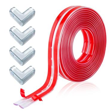 Imagem de Protetor de borda à prova de 3 metros com 4 peças de protetores de canto, tira transparente de proteção de móveis protetores de canto transparentes de silicone protetores de borda de mesa autoadesivos