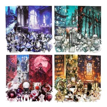 Imagem de AuriicLeaf Pacote de adesivos de scrapbook gótico para banquete - 120 designs góticos efêmeros para diário, PET/cartolina/papel leve, decoração estética escura academia