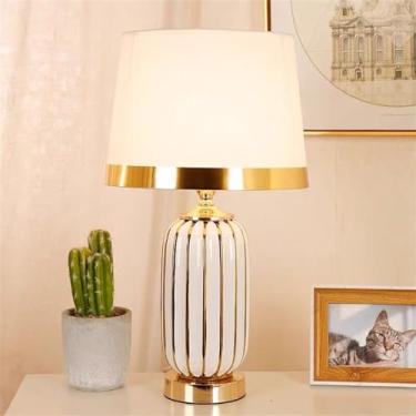 Imagem de Luminária de mesa contemporânea em cerâmica com LED, elegante e luxuosa, para sala de estar, quarto, escritório, casa de campo, hotel, engenharia, cabeceira ou mesa de trabalho (Estilo 17)