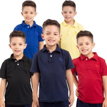 Imagem de Kit 5 camisas polo infantil cores variadas - NoBrand, Kit n8 cores na 
