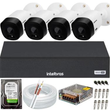 Imagem de Kit 4 câmeras Intelbras 20 metros completo alta definição