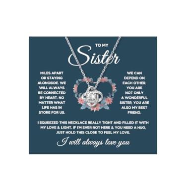 Imagem de Embtrem Sisters Gifts from Sister Colar de moissanite de prata para mulheres, colar de irmã, joias de aniversário, presentes para mulheres de irmãs, Cobre, Sem Pedra Preciosa