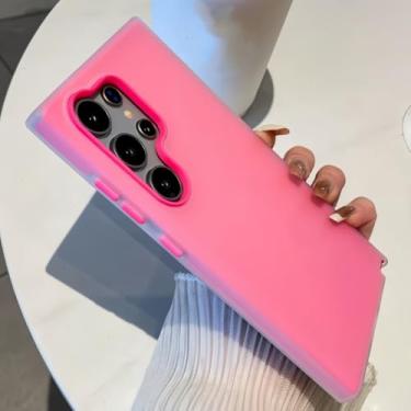 Imagem de MVVKKY Capa rígida 2 em 1 para Samsung Galaxy S23 FE, cor de doce, fosca e gelatinosa (para Samsung Galaxy S23 FE/rosa vermelha)