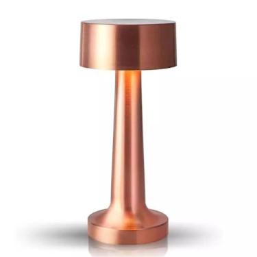 Imagem de Luminária，Luminaria de Mesa Led Retro Bar Café 3 Cores Sensor de Toque Recarregável para Jantar Lâmpada Decorativa(Ouro Rosa)