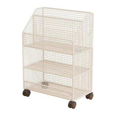 Imagem de predolo Carrinho de livros com rodinhas embaixo da mesa, organizador de arquivos, estante móvel, versátil para cozinha, escritório, lavanderia, quarto, Branco 3 Camadas