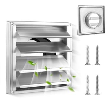 Imagem de BestYiJo Tampa de ventilação do secador de aço inoxidável, capa de ventilação com persiana para ventilação externa do secador doméstico, tampa de ventilação do secador de metal de 18 x 18 cm para
