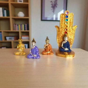 Imagem de kIT Decorativo Porta Incenso Incensário Buda 7 Chakras Mão De Fátima +