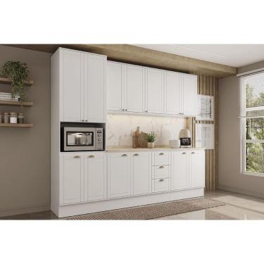 Imagem de Cozinha Modulada Completa Bella 5 Peças (2aéreos+2balcões+1paneleiro) C5p121 Branco - Carraro