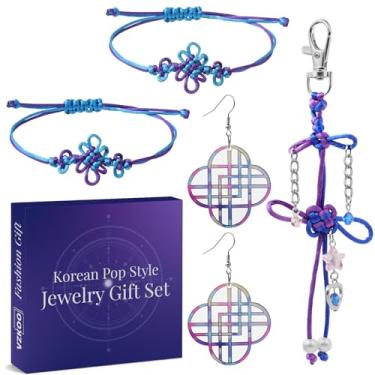 Imagem de VZKOO Conjunto de pulseiras de amizade e casal coreano-pop – brincos e chaveiros combinando, presentes de aniversário de melhor amigo, acessórios para shows para fãs