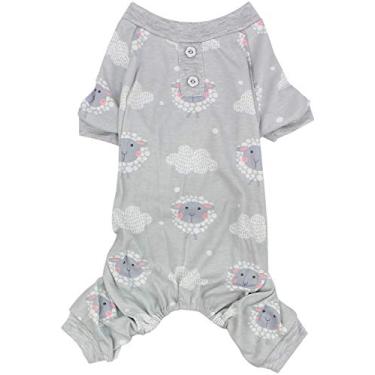 Imagem de Parisian Pet Pijamas para cães – Pijama de ovelha cinza de algodão puro – Calça elástica – Roupa de cama para cães – Pijama lavável na máquina – Pijama para cães de tamanho pequeno – PP