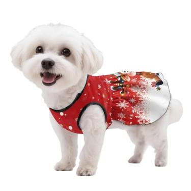 Imagem de Wiryuouvt Lindos vestidos de Natal de rena para cães pequenos, vestido de gato para meninas, roupas respiráveis, chihuahuas, sem mangas, botões, leve, ajustável, para cachorrinhos, princesa, fácil de