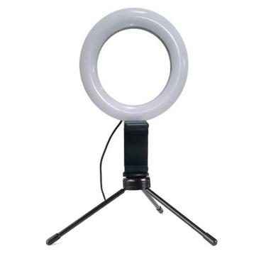 Imagem de Luz Ring Light 16cm Tripé De Mesa Com Suporte Celular Gravar Vídeo