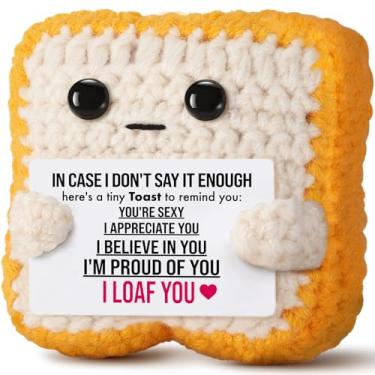 Imagem de Presentes de casamento de aniversário para ele, marido, namorado - Presentes românticos de dia dos namorados para ela, esposa, namorada - Lembrança sentimental engraçada "I Loaf You" com mensagem