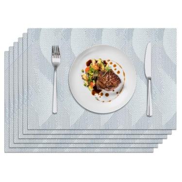 Imagem de Privalace Jogo americano de mesa de jantar, conjunto de 6 tapetes de mesa laváveis antiderrapantes resistentes ao calor, tapetes de PVC duráveis para festas de jantar ao ar livre.
