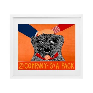 Imagem de Stupell Industries 2's Company Dog Impressão emoldurada preta sob vidro, design de Stephen Huneck, 13 x 16