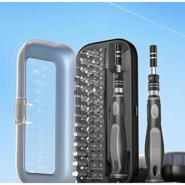 Imagem de Conjunto de chaves de fenda de precisão profissional de 48 peças, incluindo 41 brocas CR-V, vem com uma alça estendida, caixa de armazenamento transparente e pinças de aço inoxidável, adequadas para