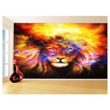 Imagem de Papel De Parede 3D Animais Leão Rosto Estrelas 3,5M Anm450 - Você Deco