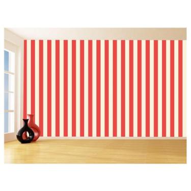 Imagem de Papel De Parede 3D Sala Listras Vermelho Bege 3,5M Lst46 - Você Decora