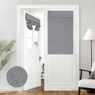 Imagem de HOMEIDEAS Cortinas de porta francesas blackout 100% linho, cortinas de janela de porta de privacidade, persianas escurecidas de 66 x 100 cm, persianas com isolamento térmico para quarto, 1 painel