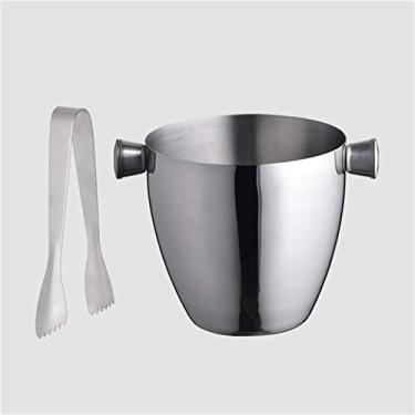 Imagem de GNHGDFFDF Balde de gelo, novo balde de gelo engrossado de aço inoxidável para vinho fresco champanhe refrigerador balde de gelo para bar de hotel KTVs