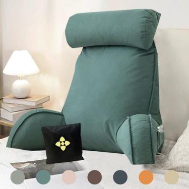 Imagem de Almofada de leitura para cama, almofadas de apoio para as costas para sentar na cama, sofá, almofada de apoio para as costas, almofada de apoio lombar macia, almofada de cabeceira e encosto com braços