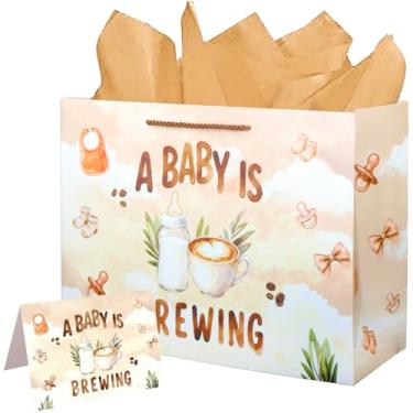 Imagem de Pandecor Saco de presente grande de 33 cm com cartão e papel de seda