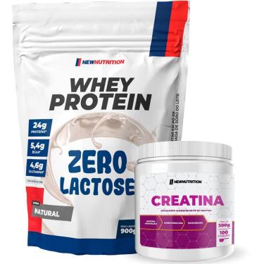 Imagem de Combo Suplementos Whey Protein Zero Lactose 900g Natural + Creatina Monohidratada 300g NewNutrition-Unissex