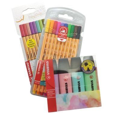 Imagem de 18 Canetas Stabilo Point 88 + 4 Marcadores Boss