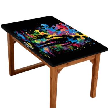 Imagem de hongjinglin Toalha de mesa retangular de 1,8 m elástica ajustada para autismo, cor masculina, capa de mesa retangular, impermeável, lavável, protetor de mesa para piquenique, jantar, cozinha