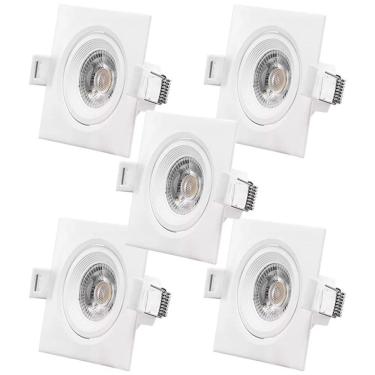 Imagem de Kit 5 Luminária Spot Led Quadrado 7W 6.500K Bivolt Noll Led