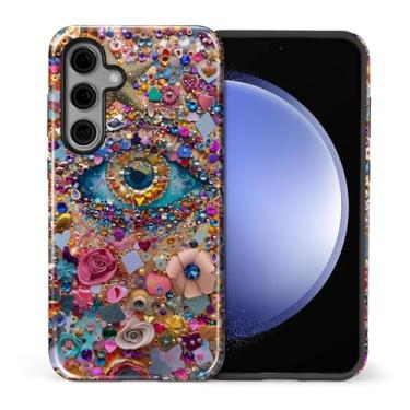 Imagem de CARLOCA Capa para Samsung Galaxy S24 FE, design de pingente de olho turco, proteção dupla híbrida TPU macio + PC rígido, à prova de choque, antiarranhões, capa protetora para telefone masculina e