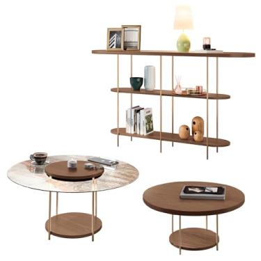 Imagem de Conjunto Infinity Aparador 2 Mesas Centro Sky MDF/Vidro Castanho G26 - Hb Móveis