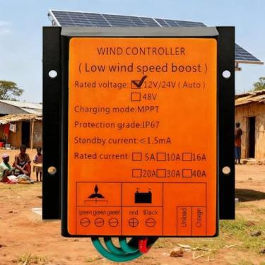 Imagem de HYZHANHONG Controlador de carga eólica automático de 12V, 24V e 48V, regulador MPPT de 3000W para turbina eólica com função de reforço em baixa velocidade do vento, proteção IP67,Yellow,220V