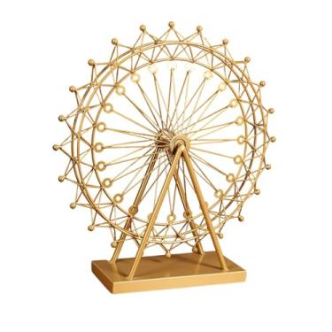 Imagem de Generic Escultura decorativa de roda em metal, artesanato em ferro dourado, giratória, para decoração de lojas, estantes, escritórios e como, Style C