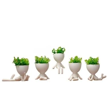 Imagem de Kit 5 Vasos Mini com Planta Inclusa – Vasinhos Decorativos para Casa, Sala e Banheiro | Ideal para Decoração e Arranjos de Flores(PRETO)