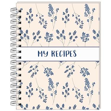 Imagem de Caderno de receitas para escrever em suas próprias receitas, caderno de capa dura de 18 x 23 cm com 200 páginas de modelo de receita (100 folhas), 8 abas divisórias móveis e 24 adesivos de categoria