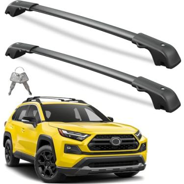 Imagem de Wonderdriver Barras transversais de tejadilho bloqueáveis de 100 libras compatíveis com RAV4 Adventure/TRD Off-Road 2019-2025, barras transversais de alumínio resistente, canoa de carga preta para