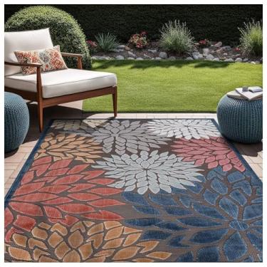 Imagem de SPXMQSS Tapetes de área externa antiderrapantes para jardim, resistente ao desgaste, fácil de limpar para acampamento, deck, varanda, piquenique, quintal D 100 x 150 cm