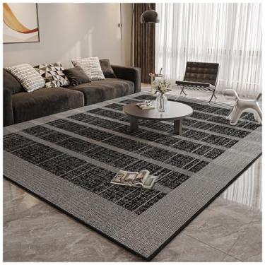 Imagem de SPXMQSS Tapete para quarto, sala de estar com suporte antiderrapante, lavável e resistente à sujeira para quarto, quarto, cozinha, escritório, escritório - preto e cinza D 200 x 300 cm