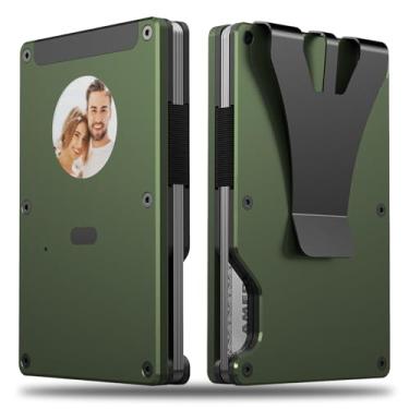 Imagem de Carteira masculina com tela E-Ink – Carteiras com bloqueio RFID podem personalizar foto/texto/informações de contato, porta-cartão de crédito fino, presente para homens, Verde, E-wallet