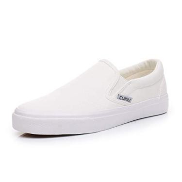 Imagem de Cull4U tênis feminino clássico sem cadarço, Branco/Branco, 8